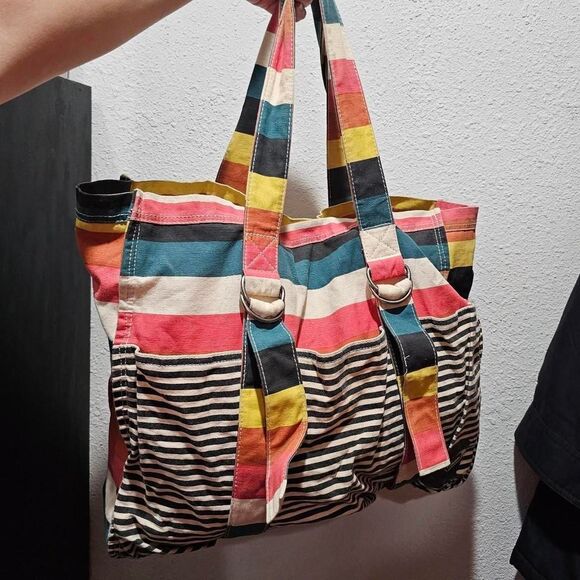 2012 roxy striped colorful funky alt indie beachy bag - Picture 1 of 8